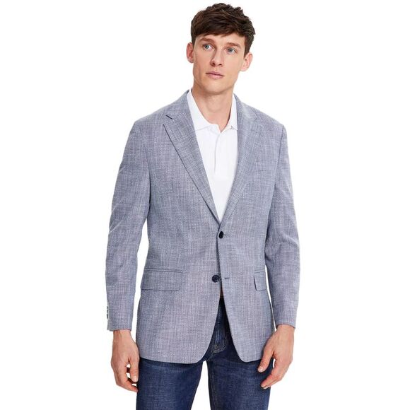 Tommy Hilfiger Mens Modern-Fit Melange Sport Coat 38 Short Denim Blazer NWT $295